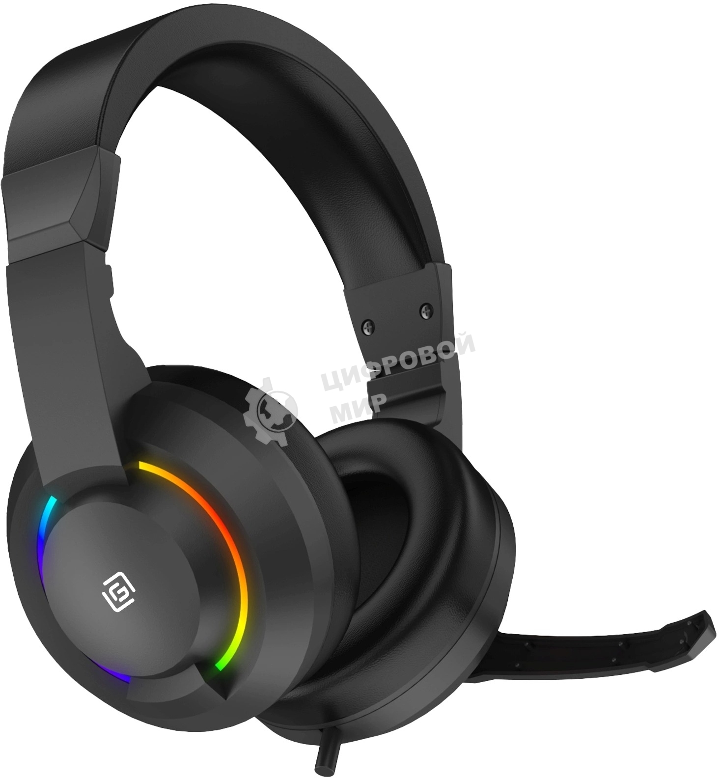 Гарнитура проводная с микрофоном Оклик HS-L315G черный 1.8м накладные USB оголовье (2007552)