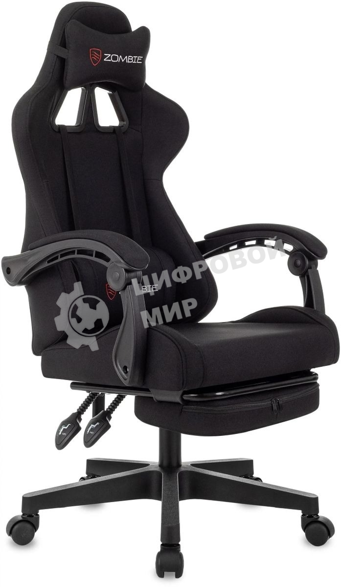 Кресло Zombie Shadow черный, экокожа, 120 кг, механизм качания, подставка для ног