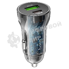 Автомобильная зарядка HOCO Z47A прозрачный 1xUSB-1xUSB-C, 3А PD30W QC3.0, черный