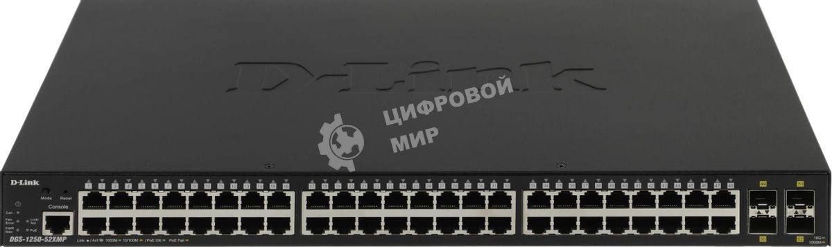 Коммутатор управляемый PoE L2 48 портов 10/100/1000 Мб/с, 4хSFP+, 370 Вт