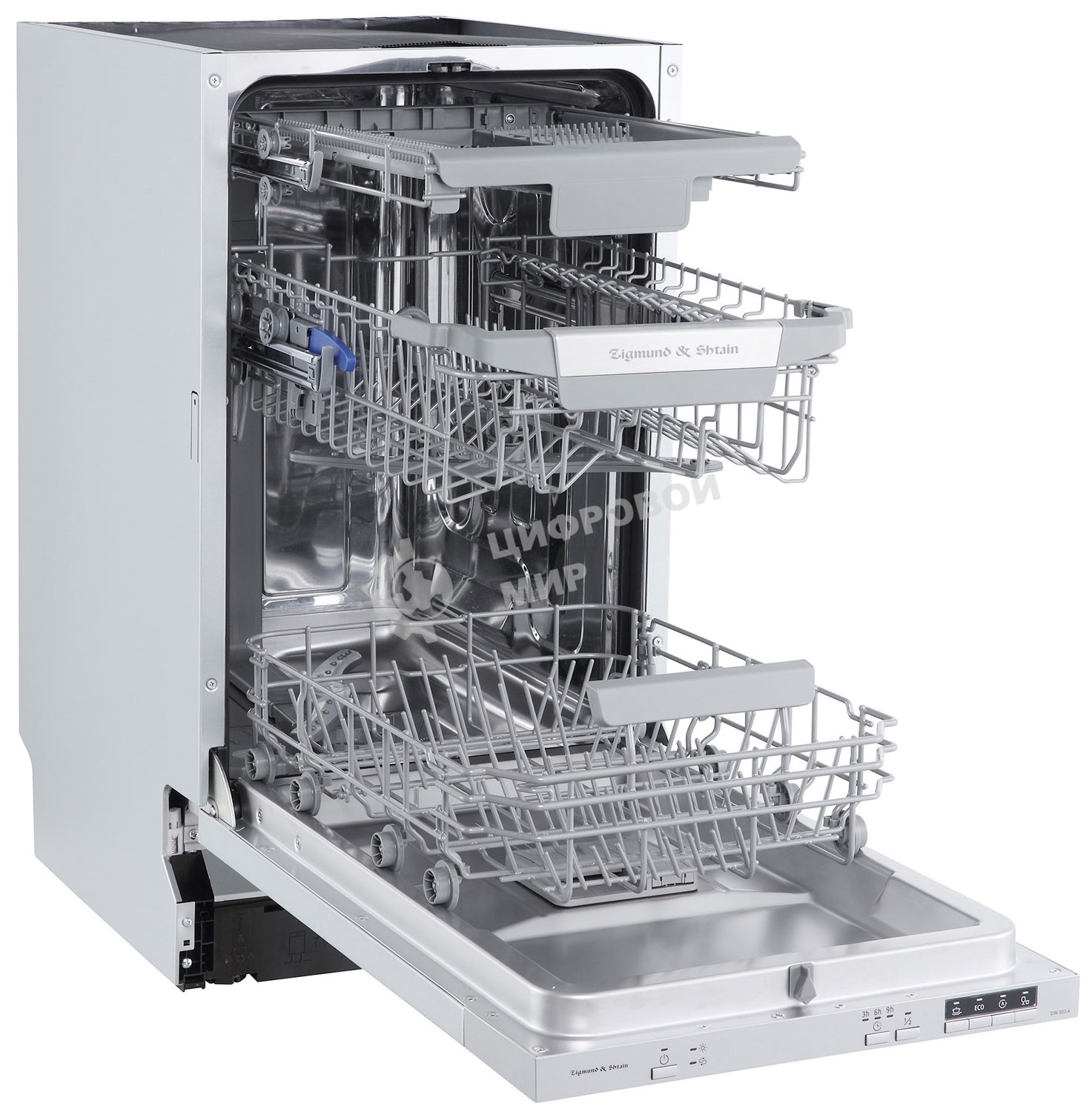 Встраиваемая посудомоечная машина Zigmund & Shtain DW 303.4, серый, 44.8 см, 10 компл., 49 дБ, класс A+++