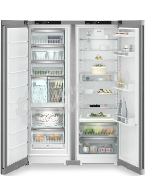 Холодильник Liebherr Комбинация XRFsf 5245-22 001(SFNsfd 5247-22 001 + SRBsfc 5220-22 001) серебристый двухкамерный 377/262л морозилка сбоку, Side by Side