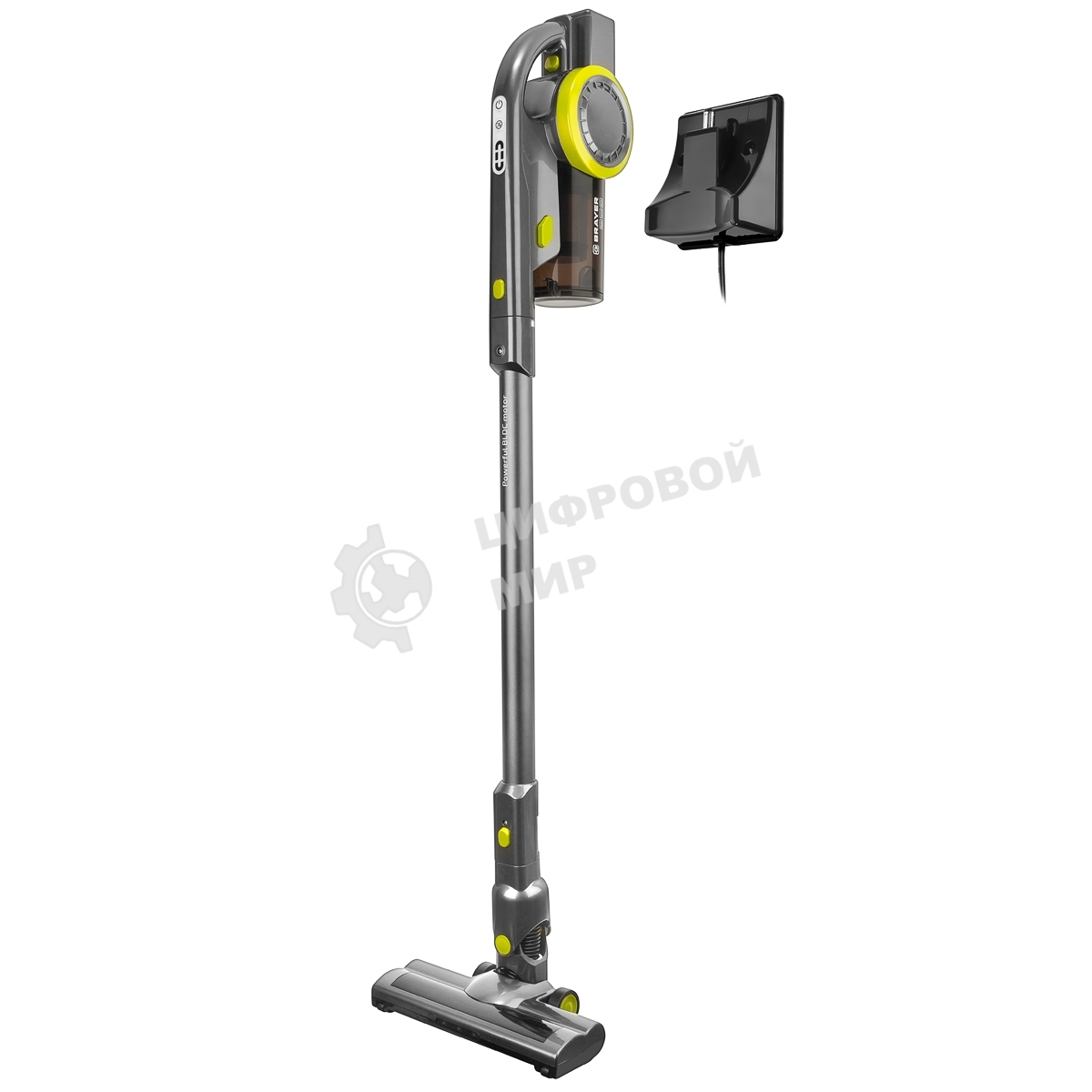 Вертикальный пылесос BRAYER BR4262, 2 в 1, 200Вт, BLDC мотор, 1л, аккум. 22.2В Li-Ion 2200 мА/ч, турбощетка с LED, база д/хранения