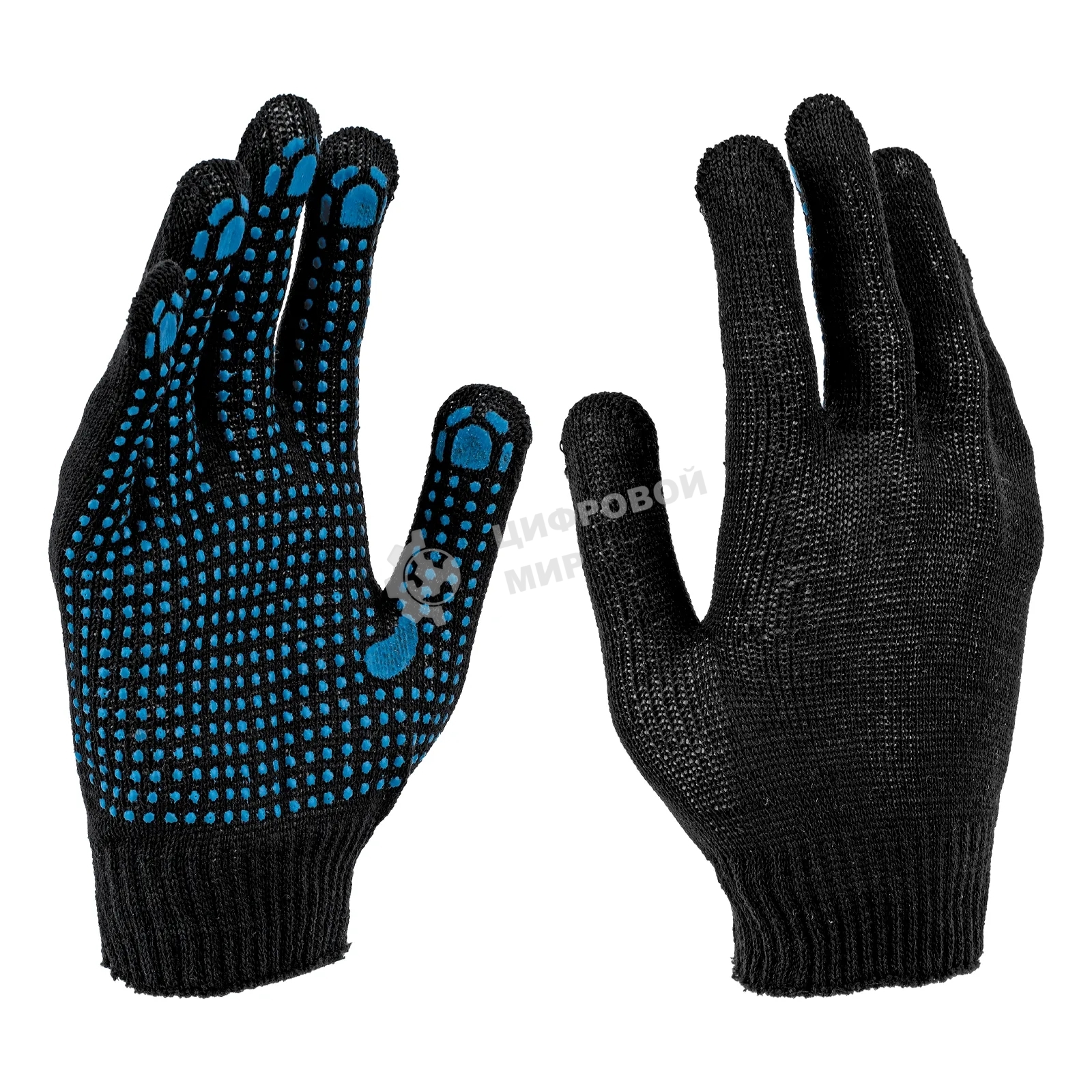 Перчатки трикотажные Сибртех х/б, 200 пар,  ПВХ точка, 3 нити, 10 класс