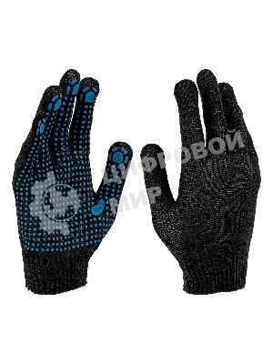 Перчатки трикотажные Сибртех х/б, 200 пар, ПВХ точка, 3 нити, 10 класс