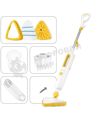 Швабра паровая Kitfort КТ-1048-1 белый/желтый