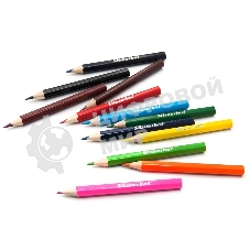 Карандаши цветные Silwerhof Mini Веселые друзья 2.65мм, шестигранный профиль, дерево, ассорти, 12 цветов, коробка с европодвесом