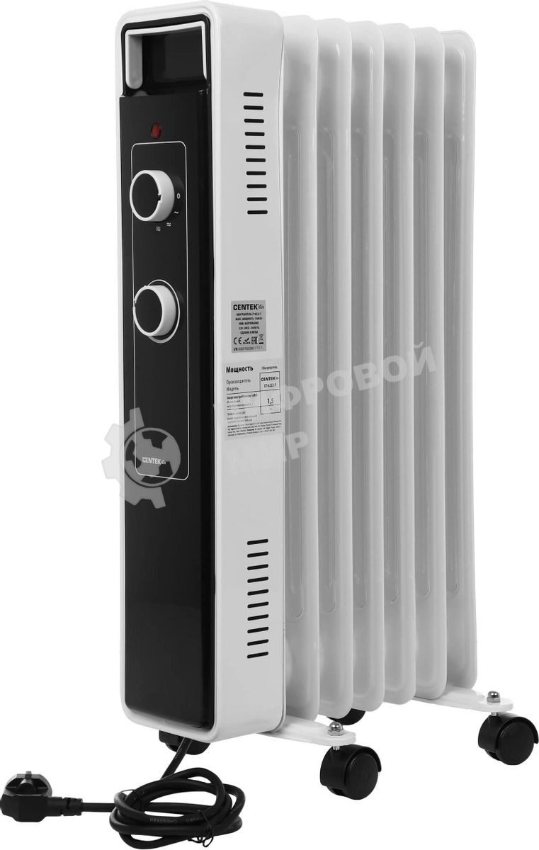 Обогреватель масляный Centek CT-6222-7 (7 секций) белый, 600/900/1500 Вт, 15 м2, 3 режима, термостат