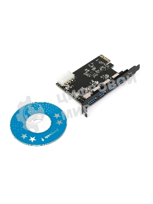 Контроллер USB 3.0 Gembird SPCR-04 в разъем PCI-e, 4xUSB-A