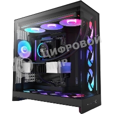 Компьютерный корпус без блока питания Case NZXT H9 Flow RGb (2025), Midi-Tower, TG, 3x140мм RGb + 1x120мм, 2xUSB-A 3.2 + 1xUSB-C 3.2, E-ATX, ATX, mATX, mITX черный