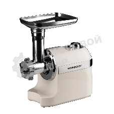 Мясорубка электрическая Horizont HMG02A-1800 белый, 1800 Вт, 1.6 кг/мин, реверс, защита от перегрузки, металлический лоток, насадки - 2