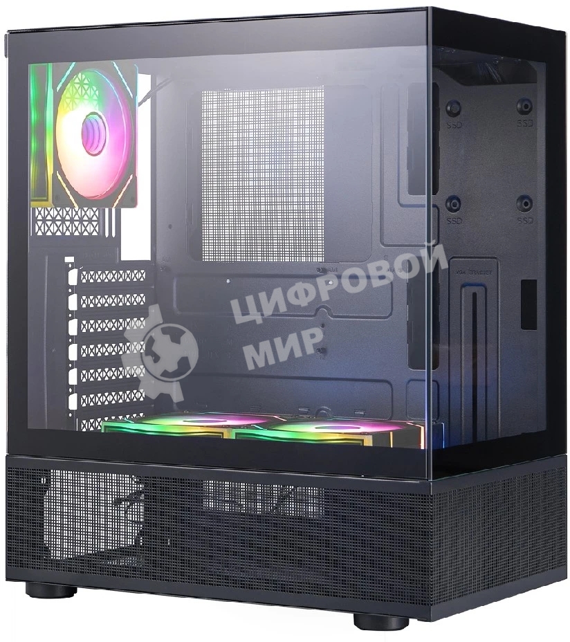 Компьютерный корпус 1STPLAYER MIKU Mi7-A ARGB Black, ATX, 3x120мм ARGB fans