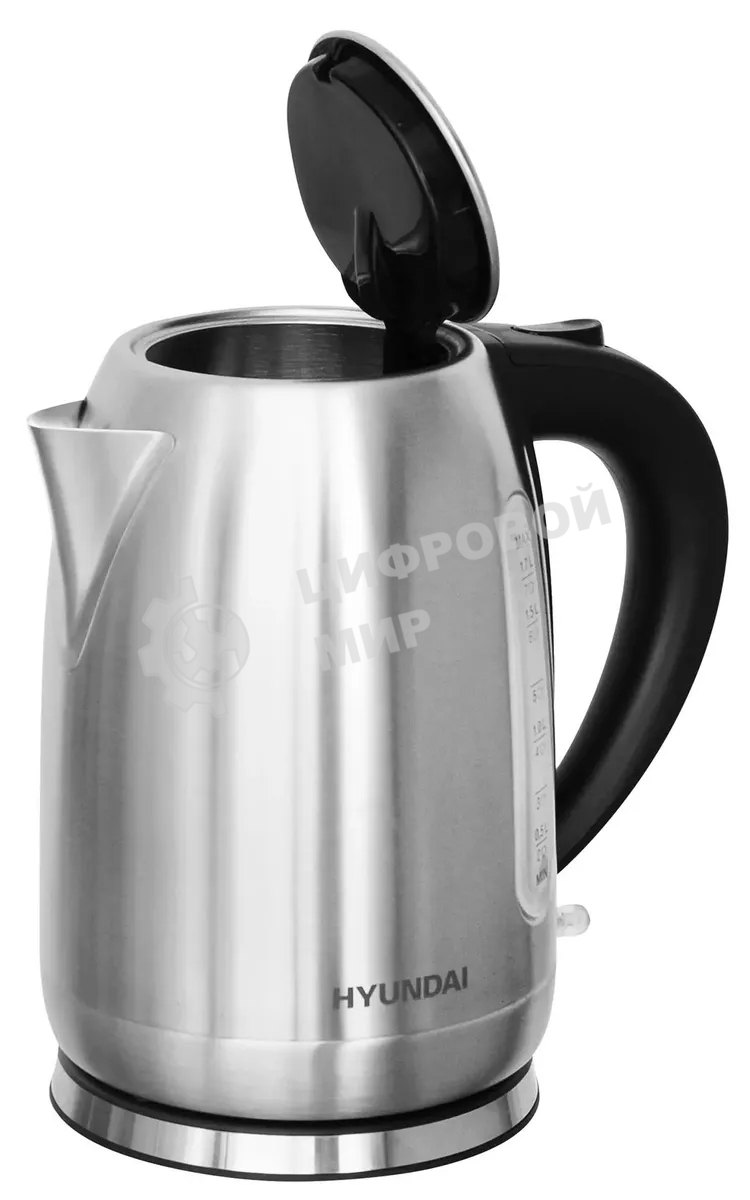 Чайник электрический Hyundai HYK-S2014 1.7 л, 2000 Вт, серебристый/черный (корпус: нержавеющая сталь)