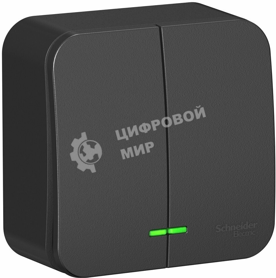 Выключатель 2-кл. ОП Blanca 10А IP20 (сх. 5) 250 В с подсветкой с изолир. пластиной антрацит SchE BLNVA105116