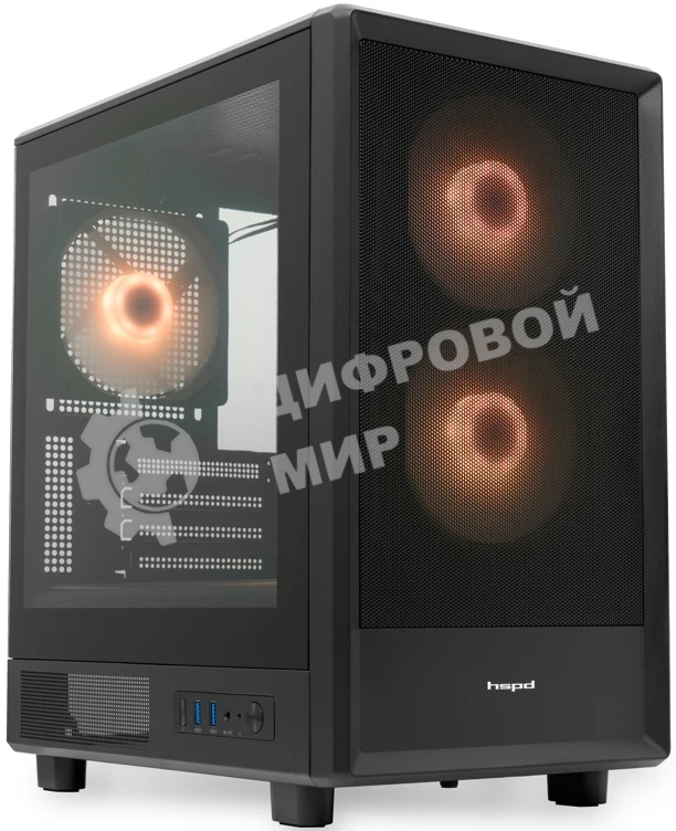 Компьютерный корпус HSPD M310, Mesh Mini-tower, черный, TG, 0.4 SPCC, 3x120мм ARGb mATX, mITX 180/280/160мм 1x2.5