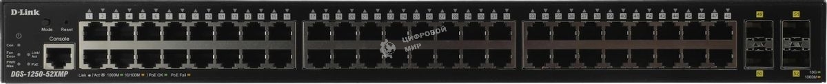 Коммутатор управляемый PoE L2 48 портов 10/100/1000 Мб/с, 4хSFP+, 370 Вт