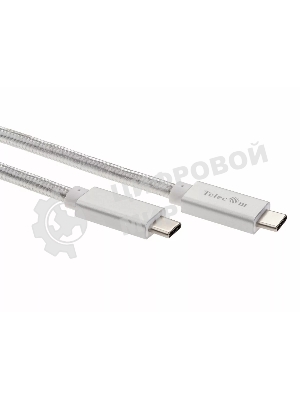 Кабель USB 3.1 Type Cm -- Cm IC 5А 10Gbs длина 1M, Telecom TC420S серебряный