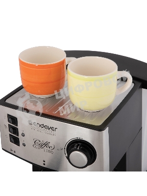 Кофеварка рожковая Endever Costa-1060 черный/стальной, исп. кофе - молотый, 1.6 л, 1000 Вт, 20 бар
