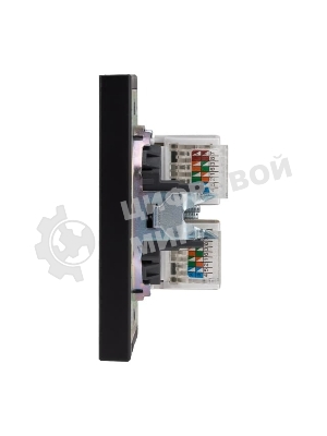 Розетка Kranz STRONG компьютерная двойная RJ45+RJ45 кат6 с/у антрацит