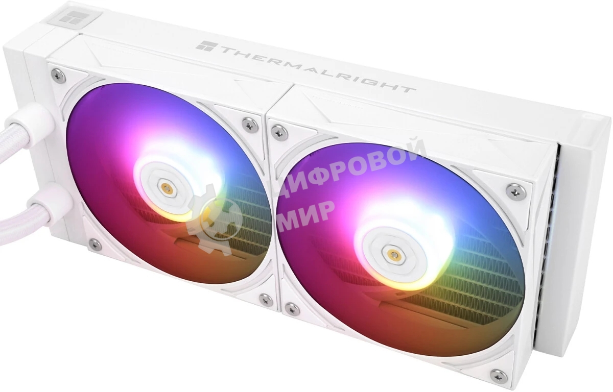 Водяное охлаждение для процессора Thermalright Grand Vision 240 (240mm, LED, White, ARGB/Fans: 2x120mm, 80.45CFM, 29.4dBA, 2150RPM/Pump height 72.5mm, 6400RPM, Rad thickness 27mm/S: 1700, 1200, 1851, 115X, 2011, 2066, AM5, AM4)