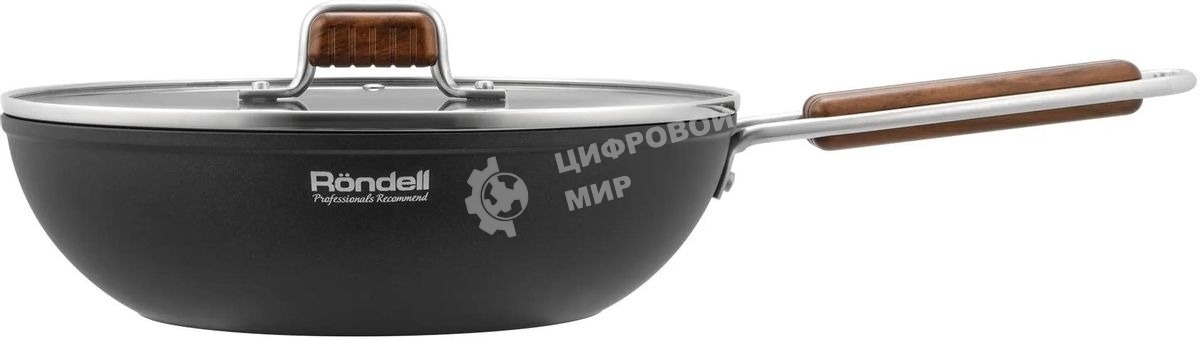 Сковорода ВОК Rondell Fjord RDA-1800, 28 см, с крышкой, черный