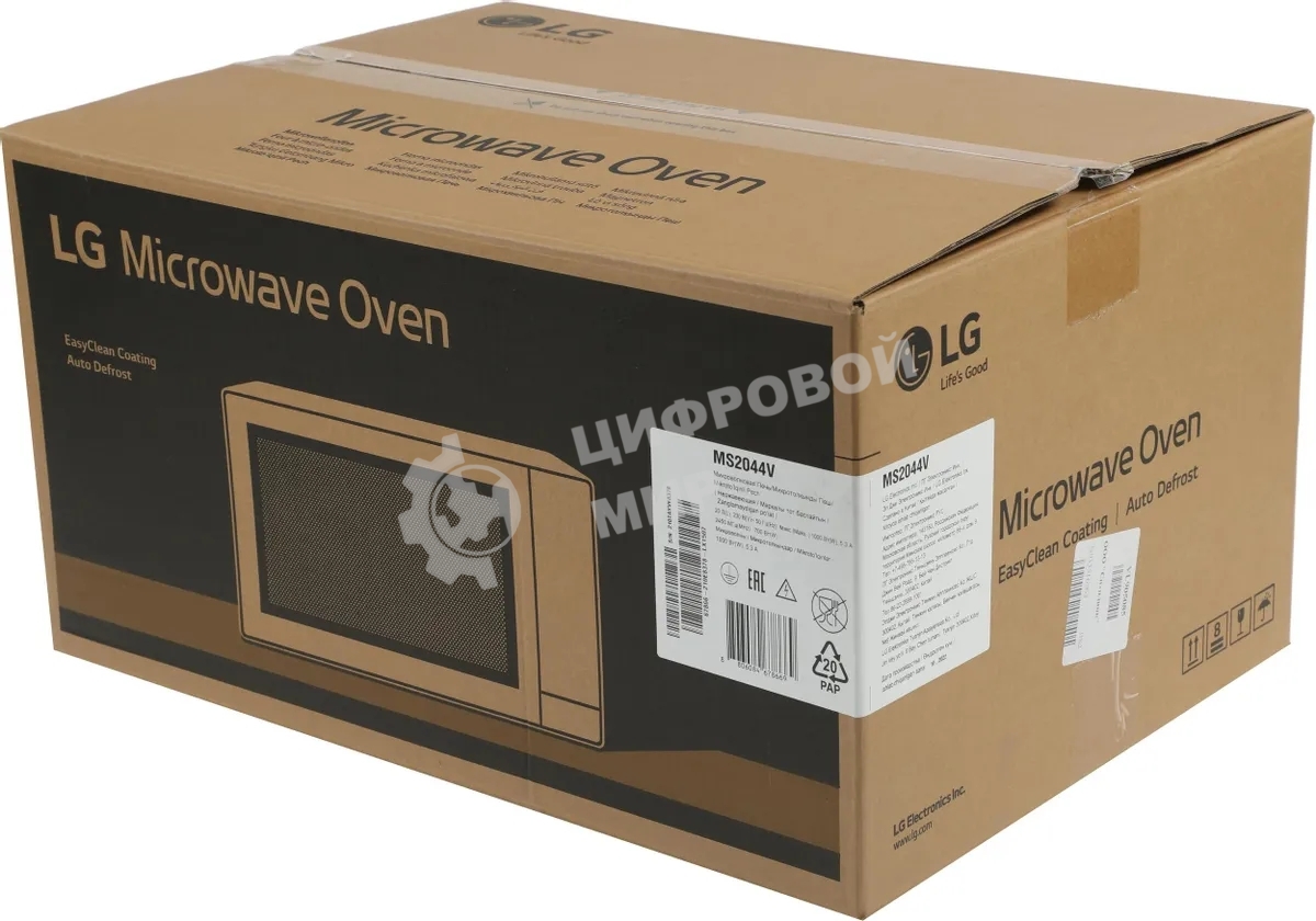 Микроволновая печь LG MS2044V серебристый, 20 л, 700 Вт, переключатели - сенсор