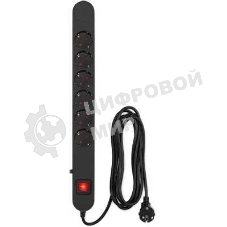 Сетевой фильтр Ippon NF-EU-3-10 3 м, 6 розеток, черный, коробка