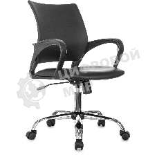 Кресло компьютерное Бюрократ CH-695NSL черный, экокожа, крестов. металл хром