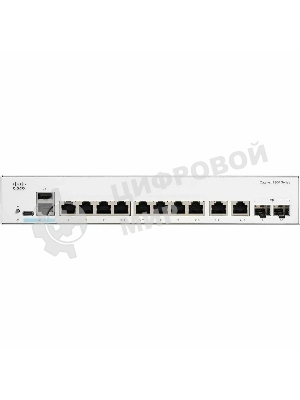 Коммутатор Cisco C1300-8T-E-2G, 8×1 Гбит/с + 2×1 Гбит/с Combo (RJ45/SFP), управляемый