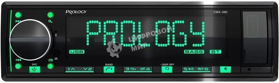 Автомагнитола Prology CMX-260, 1 DIN, Bluetooth, USB Type-A, AUX, пульт ДУ