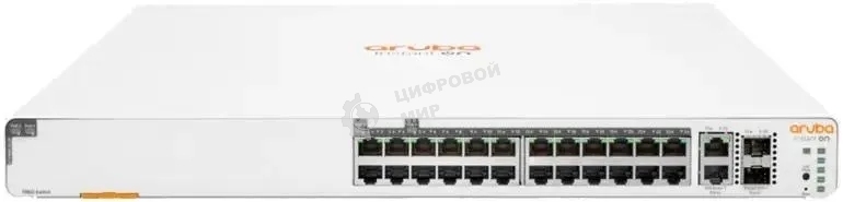 Коммутатор HPE Instant On 1960 24PoE+ 370W, 24×1 Гбит/с PoE+ + 4×10 Гбит/с SFP+, настраиваемый
