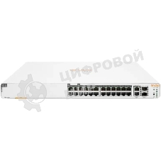 Коммутатор HPE Instant On 1960 24PoE+ 370W, 24×1 Гбит/с PoE+ + 4×10 Гбит/с SFP+, настраиваемый