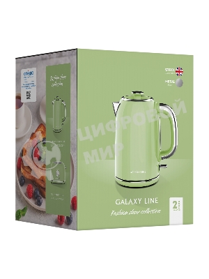 Чайник электрический Galaxy Line GL 0344, райская олива, металл, 2200 Вт, 1.7 л