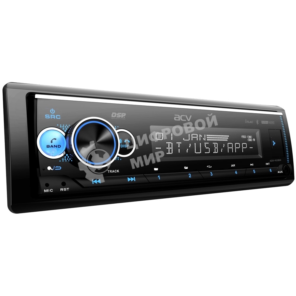 Автомагнитола ACV ADX-903BM, 1 DIN, Bluetooth, USB Type-A, AUX, пульт ДУ