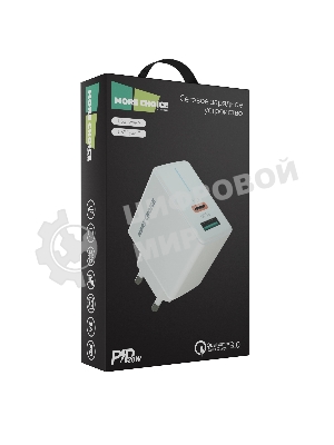Сетевое зарядное устройство MORE CHOICE NC61 СЗУ 1USB+1USB-C 3.0A PD 20W+QC3.0 быстрая зарядка белый