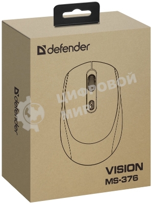 Мышь беспроводная Defender Vision MS-376 черный, 1600 dpi, радиоканал, Bluetooth, USB, кнопки - 4