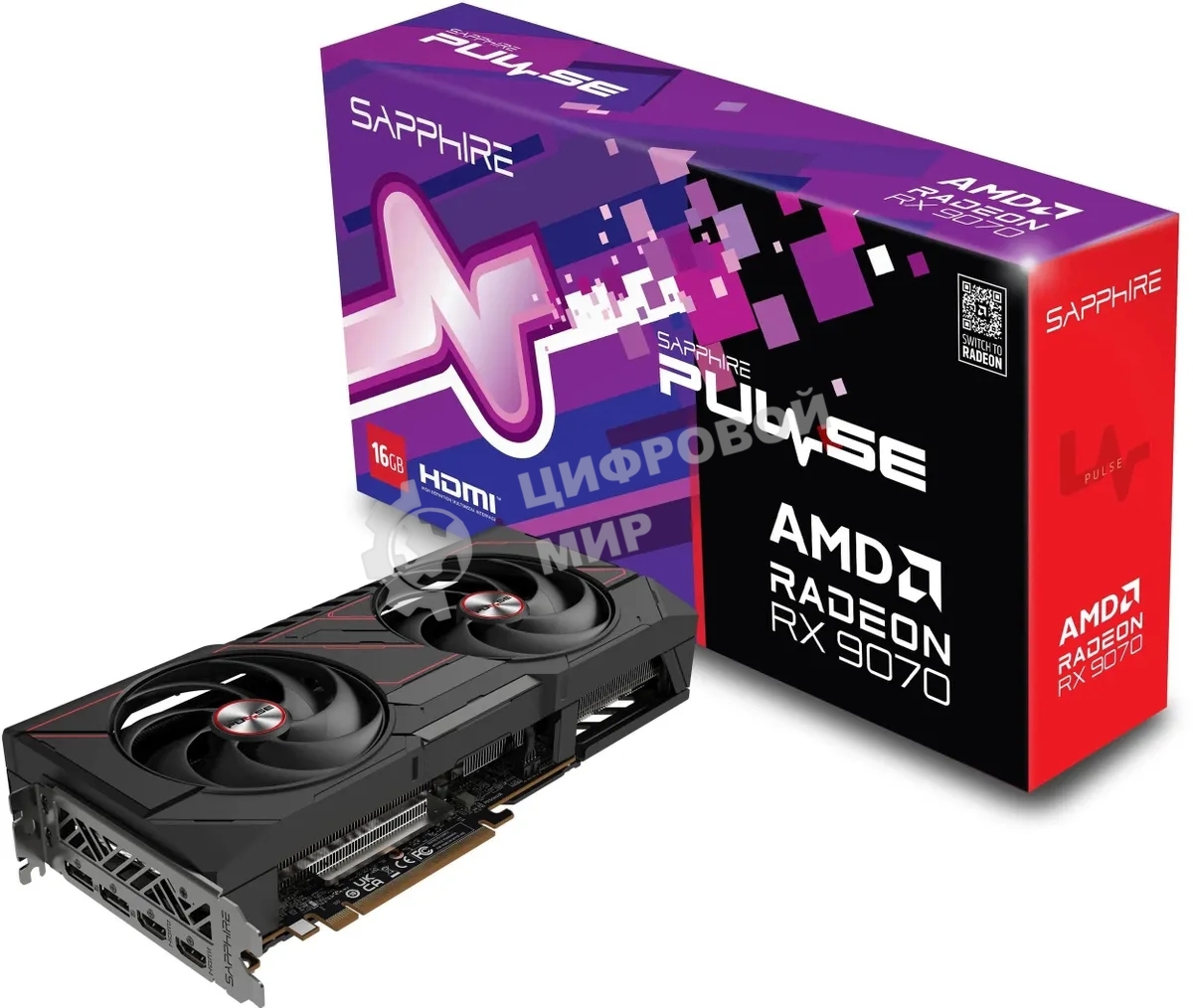Видеокарта Sapphire PCI-E 5.0 11349-03-20G PULSE AMD RADEON RX 9070 GAMING 16Gb DUAL AMD Radeon RX 9070 16Gb 256bit GDDR6 2070/20000 HDMIx2 DPx2 HDCP Ret