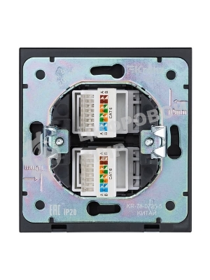 Розетка Kranz STRONG компьютерная двойная RJ45+RJ45 кат6 с/у антрацит