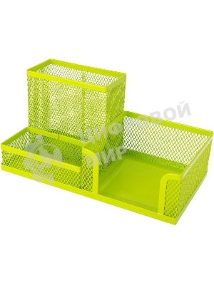 Подставка Deli E9154 3 отделения для письменных принадлежностей, 80x80x90мм, ассорти, металл, сетка