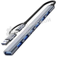 Разветвитель USB-C Digma DHUB-7USB-AC-2.0 7порт. серебристый