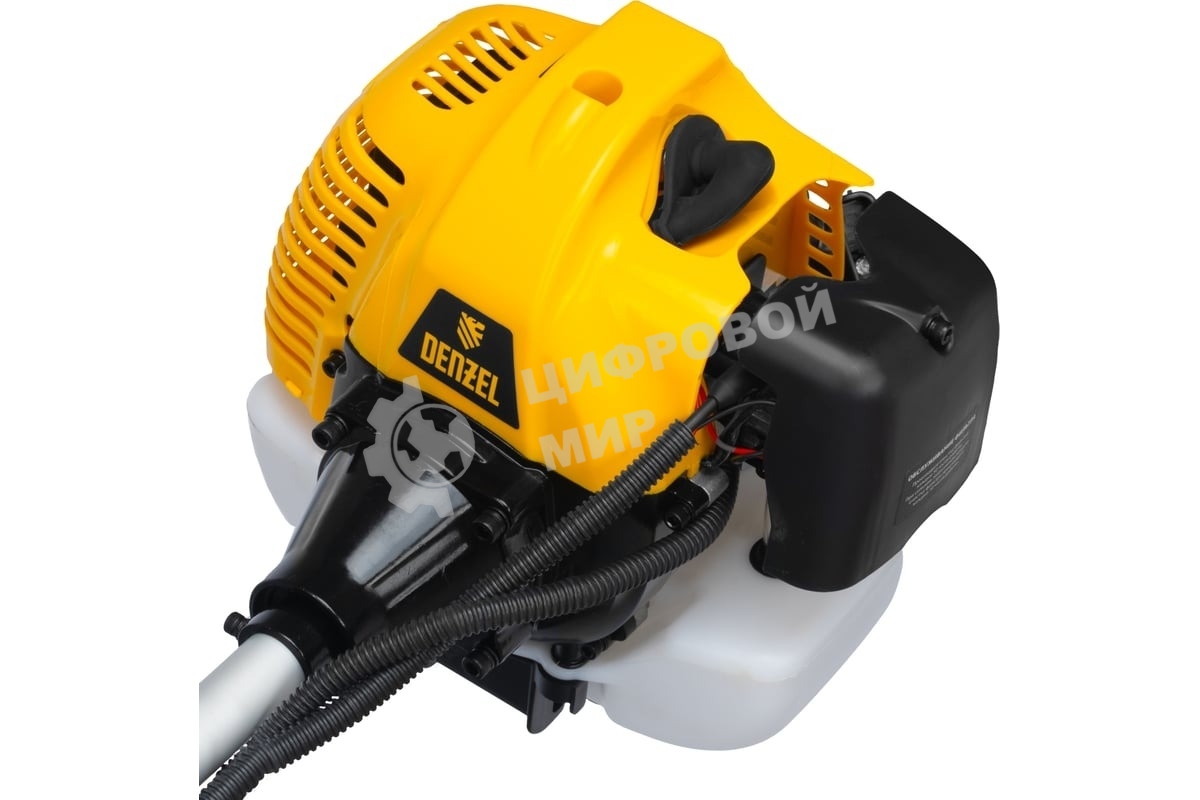 Триммер бензиновый Denzel DT-52E, 52 см3, неразъемная штанга, электростартер, состоит из 2 частей
