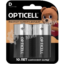 Элемент питания алкалиновый D/LR20 1.5В (блист. 2шт) Basic Opticell 5051005