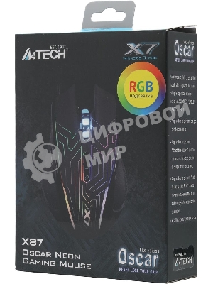 Мышь проводная A4Tech X87 черный, 2400 dpi, USB, кнопки - 8