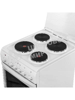 Плита электрическая DeLuxe 506004.00 э белый, конфорок 4 шт, духовка 60 л, 50 см x 85 см x 60 см