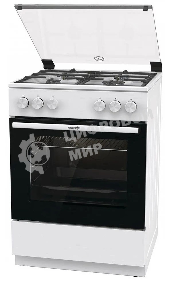 Плита газовая Gorenje GG6A11WF белый, конфорок 4 газовых, духовка 72 л, 60 см x 85 см x 60 см