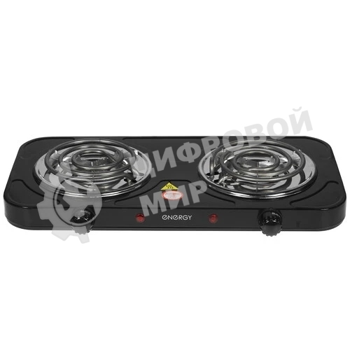 Плита настольная электрическая Energy EN-904В чёрный, 2 кВт, ТЭН, конфорки - 2, нержавеющая сталь, поворотные переключатели