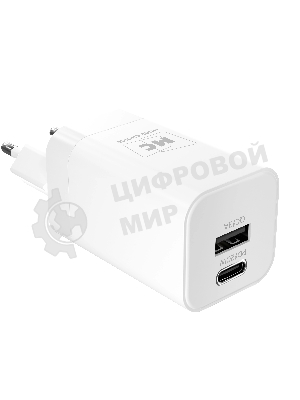 Сетевое зарядное устройство MORE CHOICE NC85i 1USB+1Type-C 3.0A PD 20W+QC3.0 для Lightning 8-pin Type-C, белый