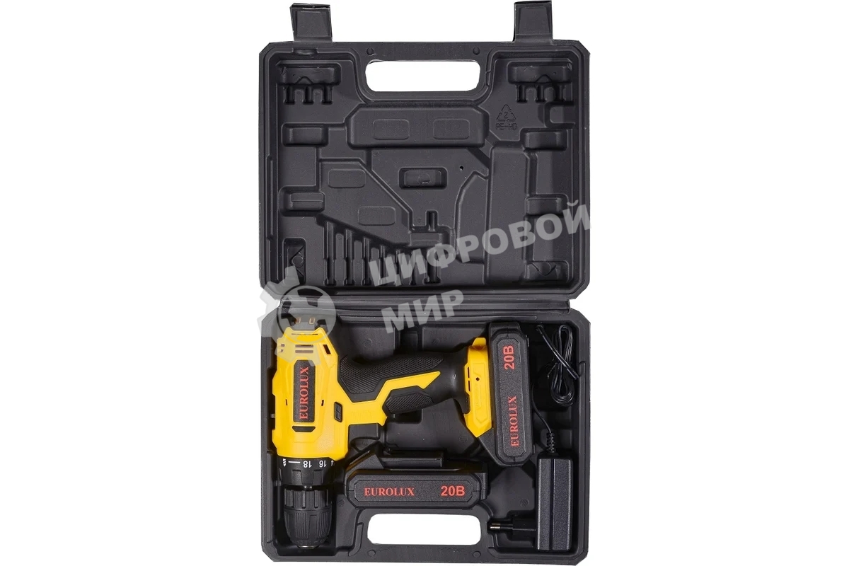 Дрель-шуруповерт аккумуляторная Eurolux ДА-20/2Li, Аккумуляторная, 20В