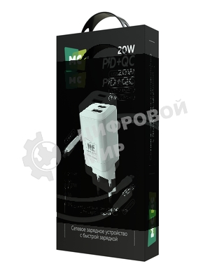 Сетевое зарядное устройство MORE CHOICE NC85i 1USB+1Type-C 3.0A PD 20W+QC3.0 для Lightning 8-pin Type-C, белый