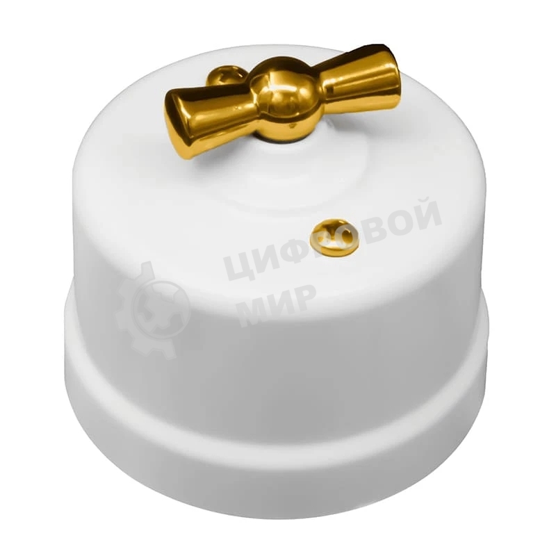 Выключатель Bironi Лизетта B1-200-21-G 1-кл., пластик, белый ручка золото